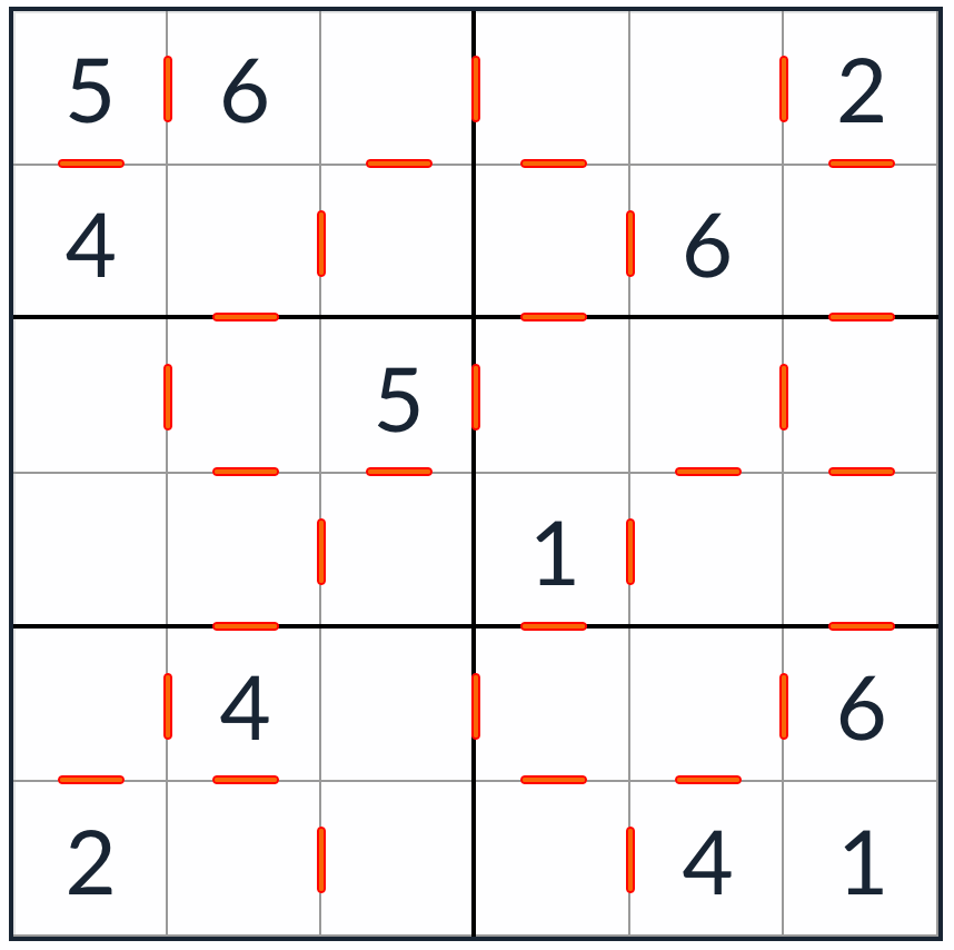 アンチナイト連続Sudoku 6x6