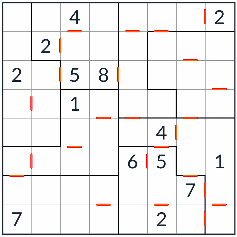 不規則な連続したsudoku 8x8パズル