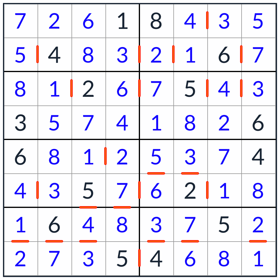 Anti-King連続Sudoku 8x8ソリューション