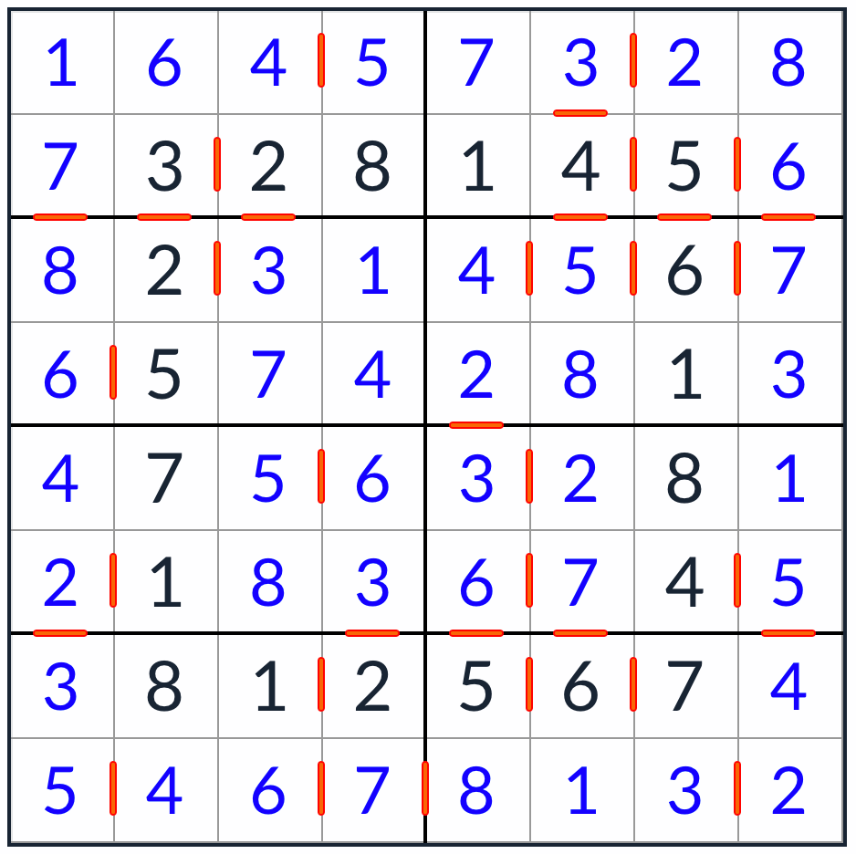 anti-knight連続Sudoku 8x8ソリューション