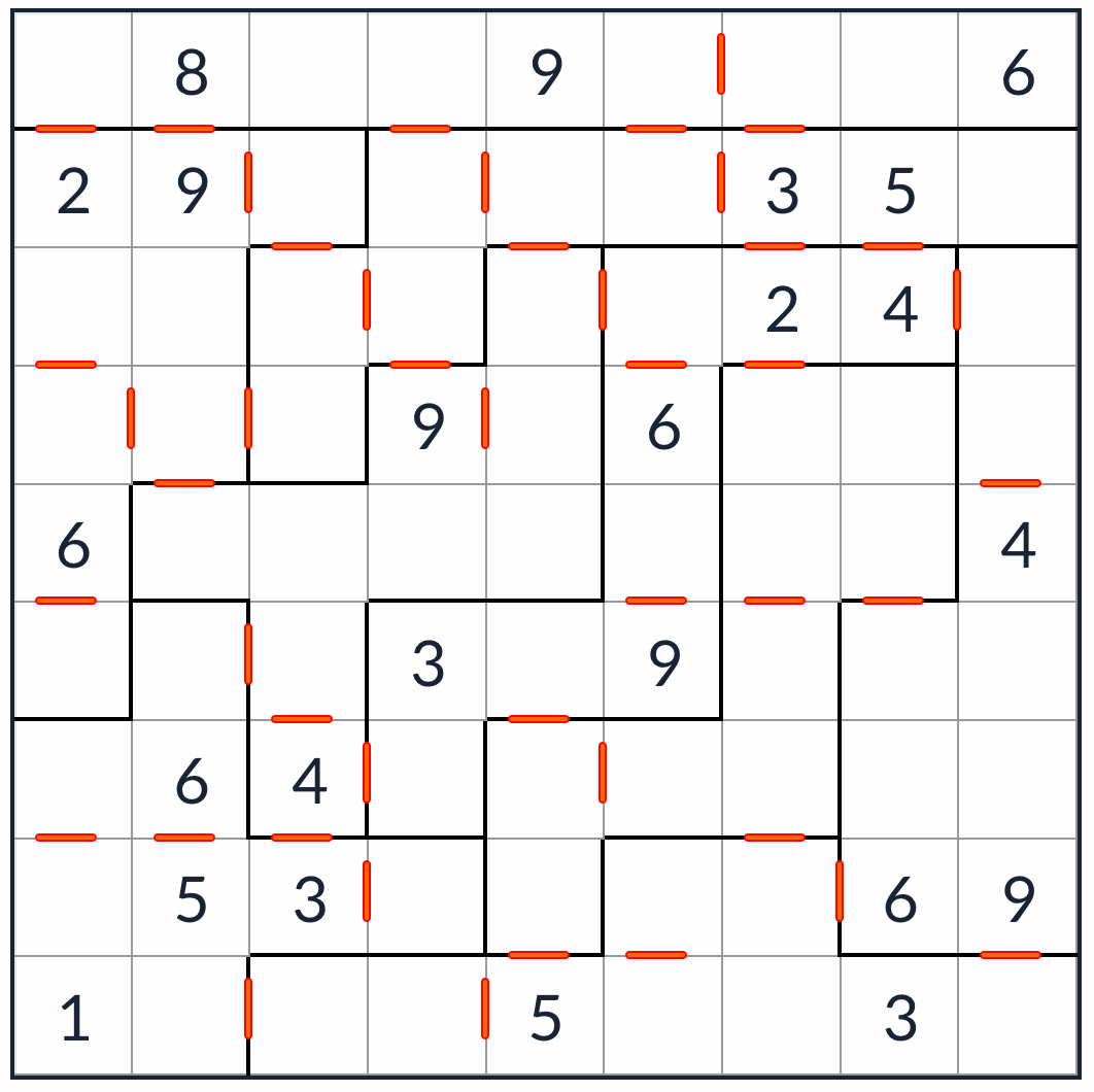 不規則な連続したSudoku Puzzle