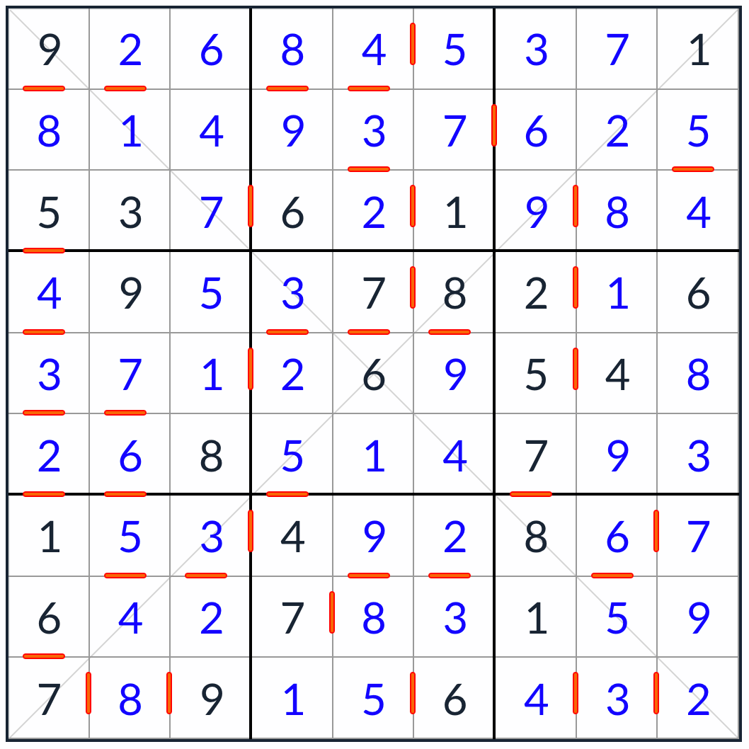 Anti-King斜め連続Sudokuソリューション