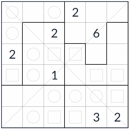 不規則な斜めの偶数Sudoku 6x6