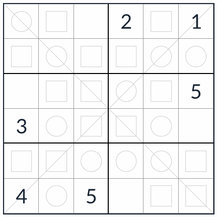 斜めの偶数Sudoku 6x6