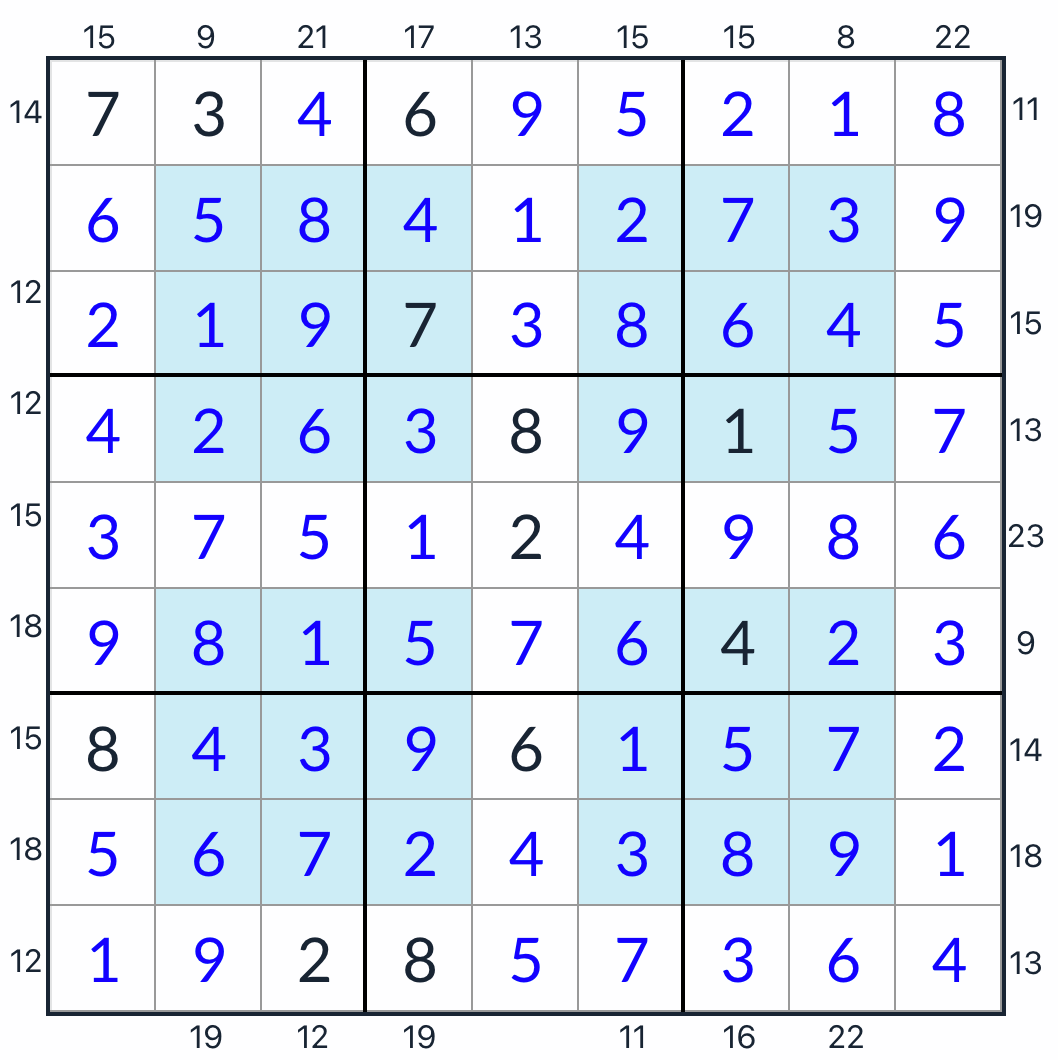 Anti-knight Hyper Frame Sudoku Solution