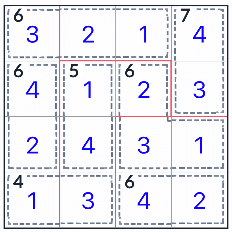 不規則なキラーSudoku 4x4ソリューション