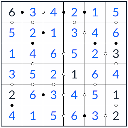ant-king kropki sudoku 6x6ソリューション