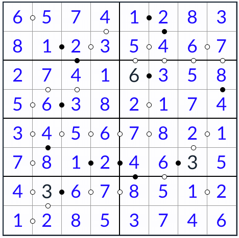 anti-king kropki sudoku 8x8ソリューション