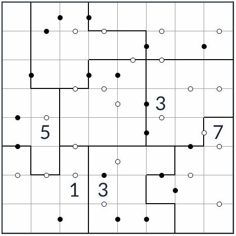 アンチキング不規則なkropki sudoku 8x8質問