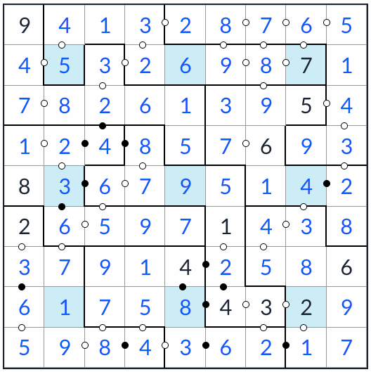 不規則なセンタードットkropki sudokuソリューション