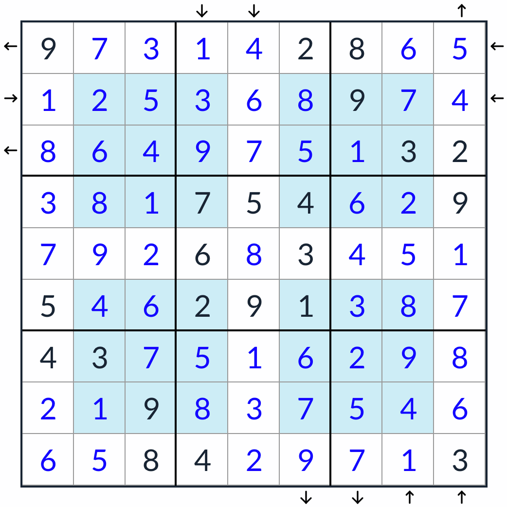Anti-knight Hyper Rossini Sudoku Solution